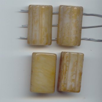 BROWN WASH 19X30MM THREE HOLE RECTANGLE STEP BEADS - Lot of 12