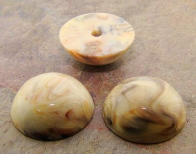 20mm. BEIGE MARBLE SHINY ROUND CABOCHONS - Lot of 36