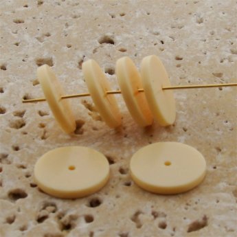 (image for) IVORY 15X2MM FLAT ROUND SPACER BEADS - Lot of 12