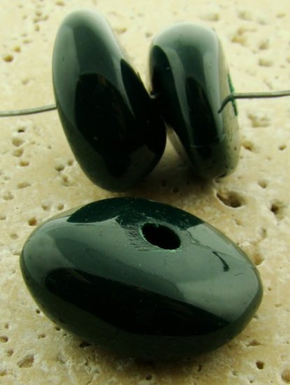(image for) GREEN 23X29 LARGE CENTER HOLE NUGGET BEADS - Lot of 12