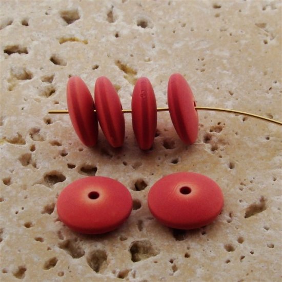 (image for) CRANBERRY WASH MATTE 13X5MM ROUND SPACER BEADS - Lot of 12