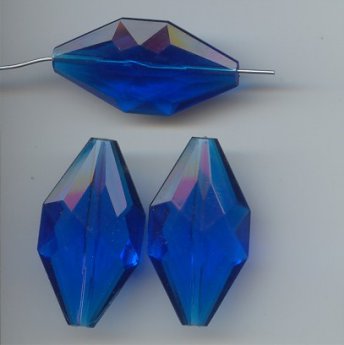 SAPPHIRE 38X20MM HEXAGON FACETED BEADS - Lot of 12