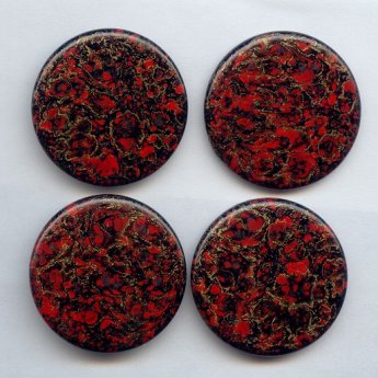 37mm. RED GOLD WATERSPOT ROUND CABOCHONS - Lot of 36