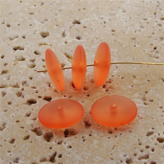 (image for) APRICOT MATTE 17X6MM ROUND SPACER BEADS - Lot of 12