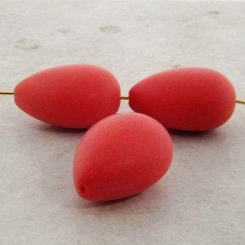 MATTE CORAL 25X18mm. TEAR DROP SMOOTH BEADS - Lot of 12