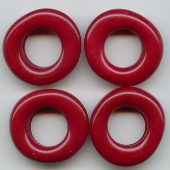 CRANBERRY 28MM DONUT UNIQUE BEADS - Lot of 12