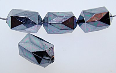 HEMATITE 16X10MM MULTI FACETED OVAL BEADS - Lot of 12
