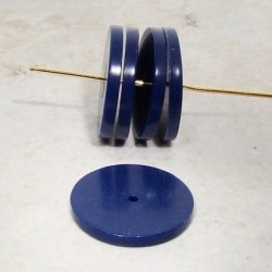 NAVY 19x2mm. FLAT ROUND SPACER BEADS - Lot of 12