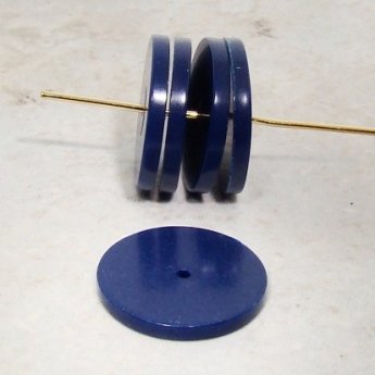 (image for) NAVY 19x2mm. FLAT ROUND SPACER BEADS - Lot of 12