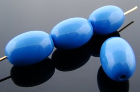 BLUE 18X12MM SMOOTH OVAL BEADS - Lot of 12