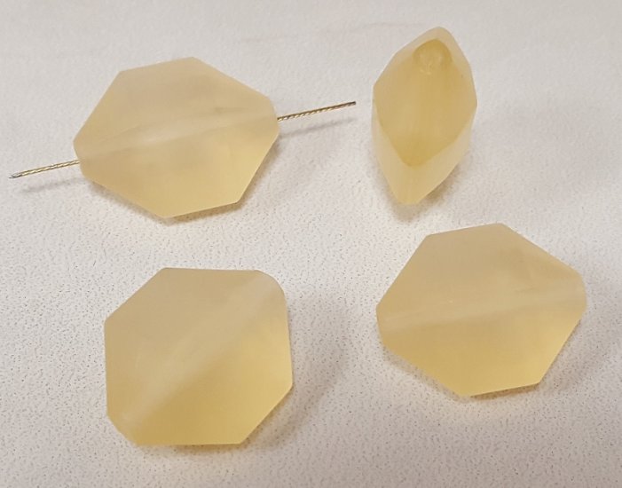 (image for) LIGHT TOPAZ MATTE 20x16mm FLAT HEXAGON FACETED BEADS - Lot of 12