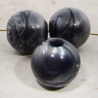 (image for) GREY MARBLE 22X20MM SQUASH ROUND BEADS - Lot of 12