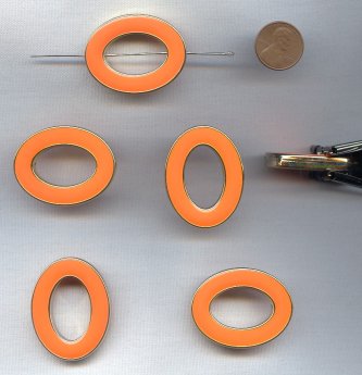 CORAL GOLD - 40x31mm. DUAL HOLE FLAT OVAL PENDANTS - Lots of 12