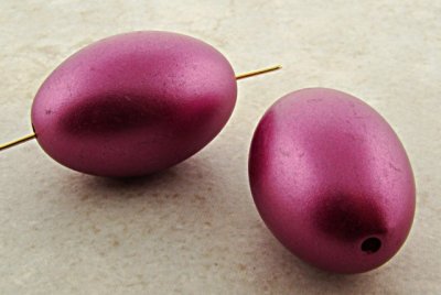 PINK METALLIC 29X19MM SMOOTH OVAL BEADS - Lot of 12