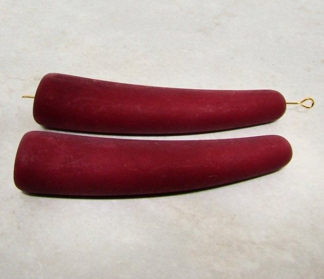 (image for) BURGUNDY MATTE 68X14MM TUSK BEADS - Lot of 12