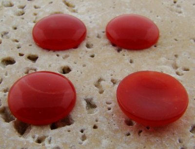 15mm. CINNAMON SHINY MARBLE ROUND CABOCHONS - Lot of 48