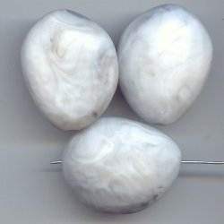 WHITE GREY MARBLE MATTE 38X30MM ROCK NUGGET BEADS - Lot of 12