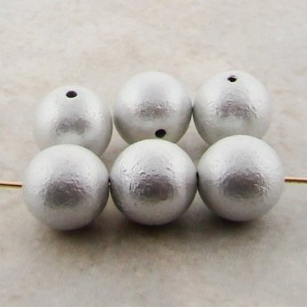 MATTE SILVER 10mm. TEXTURED ROUND BEADS - Lot of 12