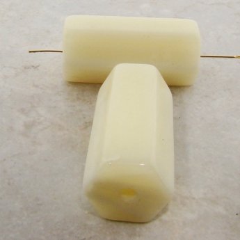 IVORY MARBLE 47X22MM HEXAGON TUBE BEADS - Lot of 12