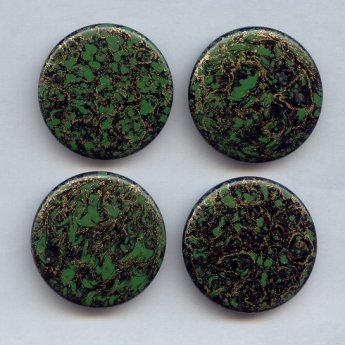 37mm.GREEN GOLD WATERSPOT ROUND CABOCHONS - Lot of 36