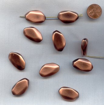 ANTIQUE COPPER 26x16mm. FACETED NUGGET BEADS - Lots of 12