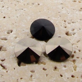 Hematite - 16mm. Round Rivoli Rhinestone Jewels - Lots of 144