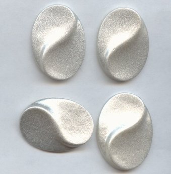 38x28mm. SILVER GLITTER TEXTURED OVAL CABOCHONS - Lot of 36