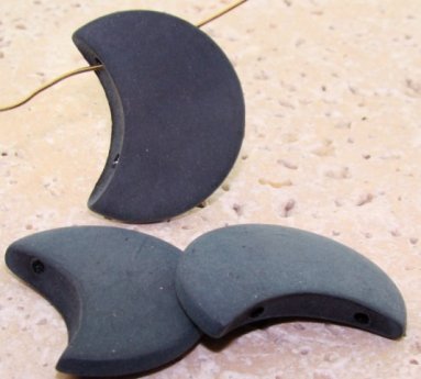 GREY MATTE 34MM LONG 22MM WIDE MOON 2 HOLE PENDANTS - lot of 12