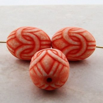 APRICOT WASH 24X18MM OVAL LOVE KNOT BEADS - Lot of 12