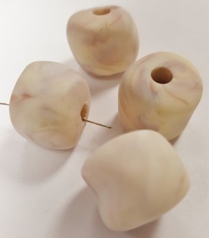 BEIGE MARBLE MATTE 15x18mm. BAROQUE BARREL BEADS - Lots of 12