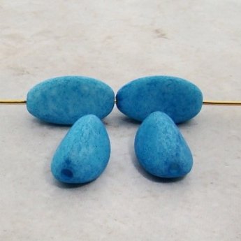 BLUE MATT 18X10MM TRIANGULAR OVAL BEADS - Lot of 12