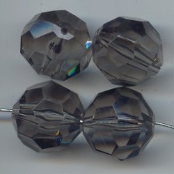 SMOKE GREY 20MM ROUND FACETED BEADS - Lot of 12