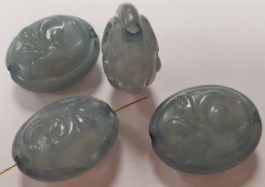 JADE PEARLIZED 21x17mm. VICTORIAN FLORAL OVAL BEADS - Lots of 12