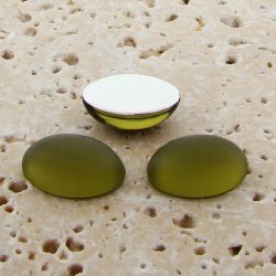 Olivine Matte Frosted - 40x30mm. Oval Cabochons - Lots of 12