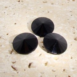 Jet Opaque - 14mm. Round Rivoli Rhinestone Jewels - Lots of 144
