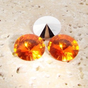 Orange Jewel - 16mm. Round Rivoli Rhinestones - Lots of 144