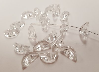 CRYSTAL 11x6mm. FACETED CRESCENT WEDGE BEADS - Lots of 12