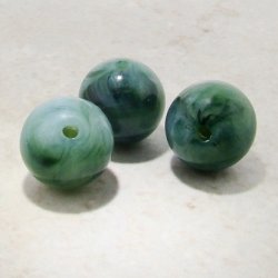 JADE MARBLE 13MM SMOOTH ROUND BEADS - Lot of 12