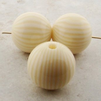 (image for) IVORY STRIPED 25MM ROUND SMOOTH BEADS - Lot of 12