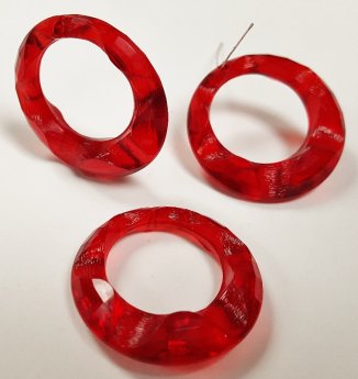 RUBY 30x7mm. GROOVED ETCHED ROUND HOOP PENDANTS - Lots of 12