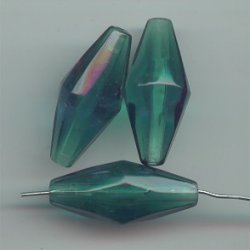 TEAL 30X13MM MULTI FACETED BEADS - Lot of 12