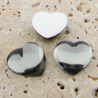 Black Diamond Jewel Smooth - 18mm Heart Cabochons - Lots of 144