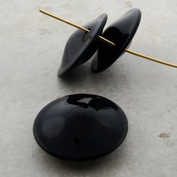 BLACK 26MM ROUND SMOOTH PENDANTS - Lot of 12