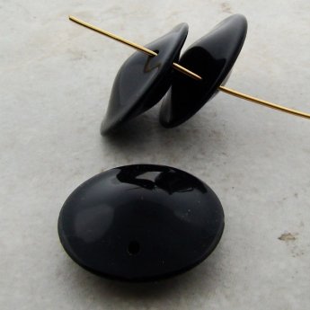 BLACK 26MM ROUND SMOOTH PENDANTS - Lot of 12