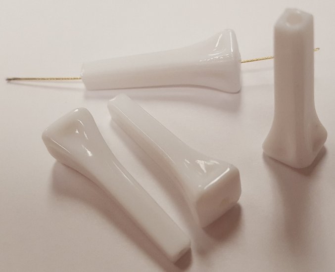 (image for) WHITE 30x9mm. TAPERED SQUARE SPIKE NAIL BEADS - Lots of 12