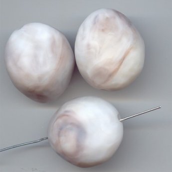 WHITE BROWN MARBLE MATTE 35X30MM ROCK NUGGET BEADS - Lot of 12