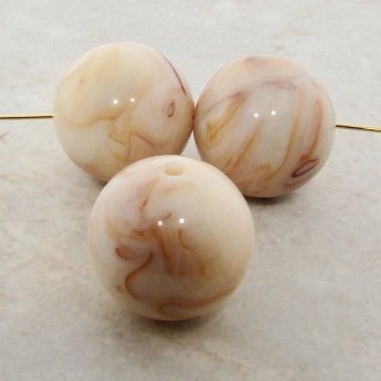 BEIGE MARBLE 24MM ROUND SMOOTH BEADS - Lot of 12