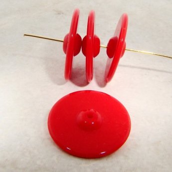 (image for) RED 24X6MM SAUCER SPACER BEADS - Lot of 12