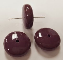 PLUM 8x18mm. SMOOTH ROUND SAUCER SPACER BEADS - Lots of 12