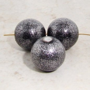 (image for) HEMATITE SPARKLE 14MM SMOOTH ROUND BEADS - Lot of 12